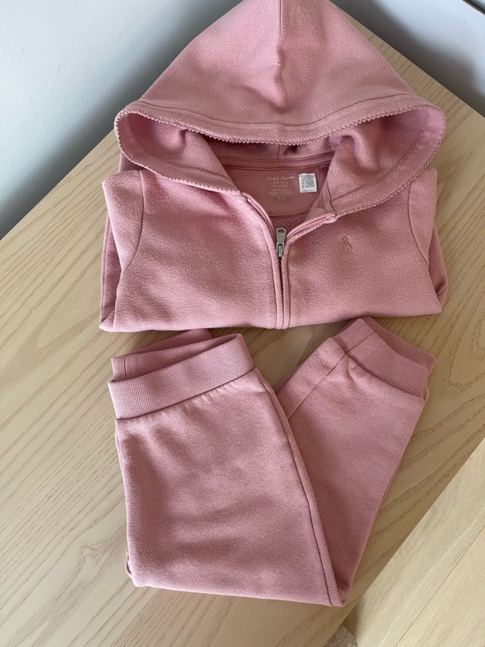 Ralph Lauren Girls Dusty Pink Hoodie & Joggers Sweat Set